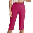 thumbnail image 6 of BXINGOHAI Capri Pants for Women 14" Knee Length Wide Leg Yoga Capris Dressy Casual Summer Crop Pants with Pockets Hot Pink 3XL, 6 of 8
