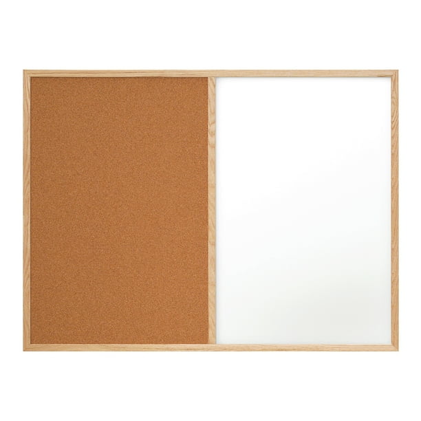 Box Partners Combination Dry Erase/Cork Board 4' x 3' Brown/White 1