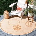 thumbnail image 3 of Safavieh Courtyard Hugo Oriental Indoor/Outdoor Area Rug, Natural/Terracotta, 5'3" x 5'3" Round, 3 of 11