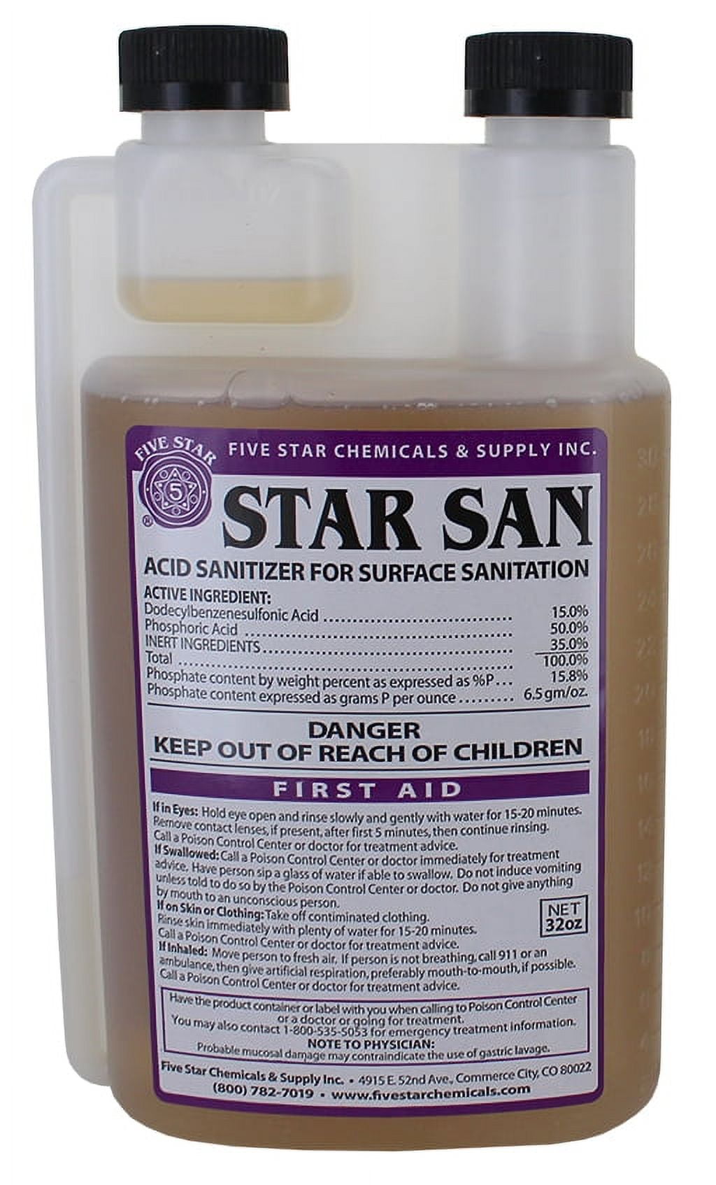 Star San, Self-Foaming Acid Sanitizer, 32 oz, Bactericide and