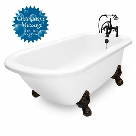 - American Bath Factory T061B-OB-L Champagne Maverick 67 in. White Acrastone Air Bath Tub, Large