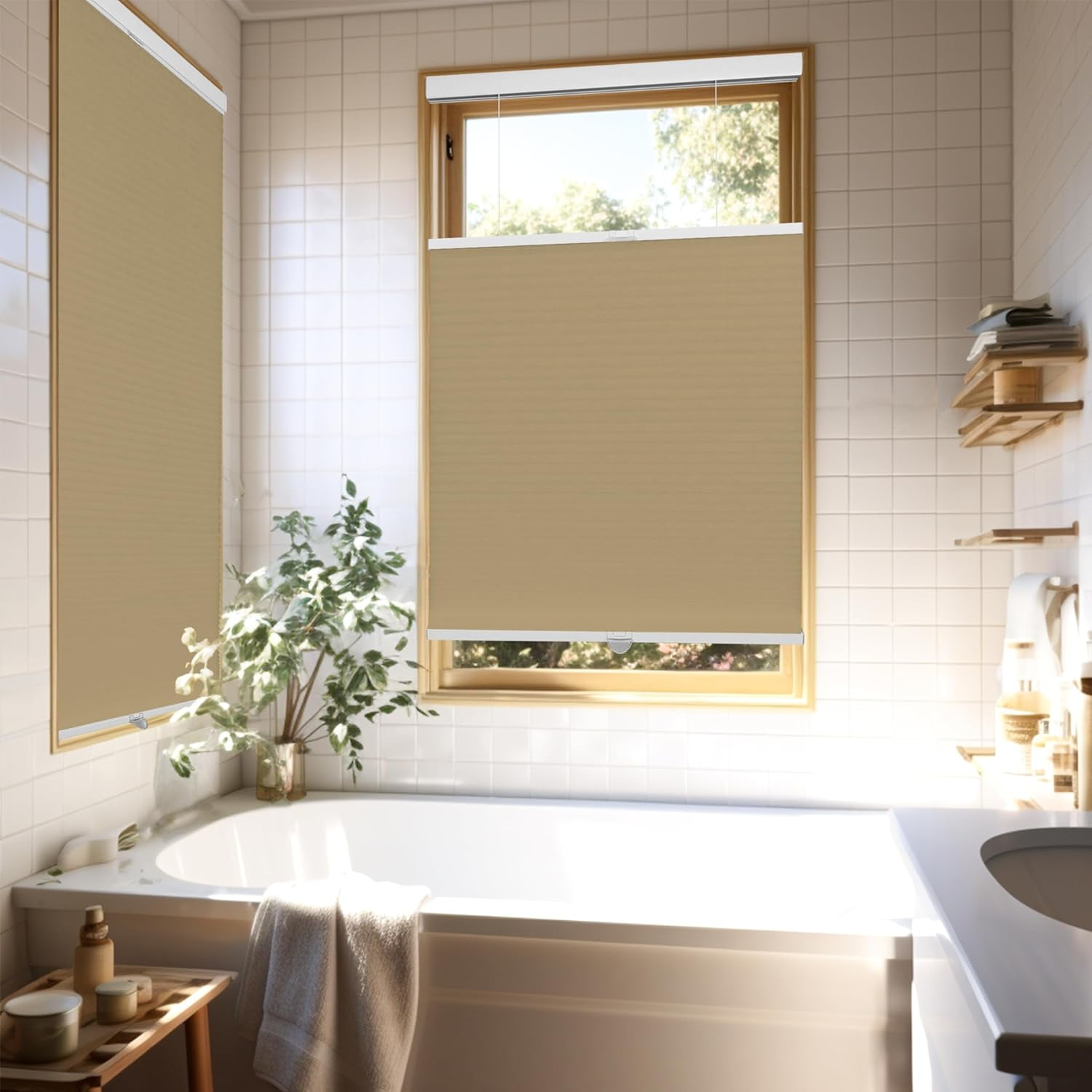 Chicology Sand Light Filtering Cordless Top Down Bottom Up Cellular Shades 59 in. W x 72 in. L