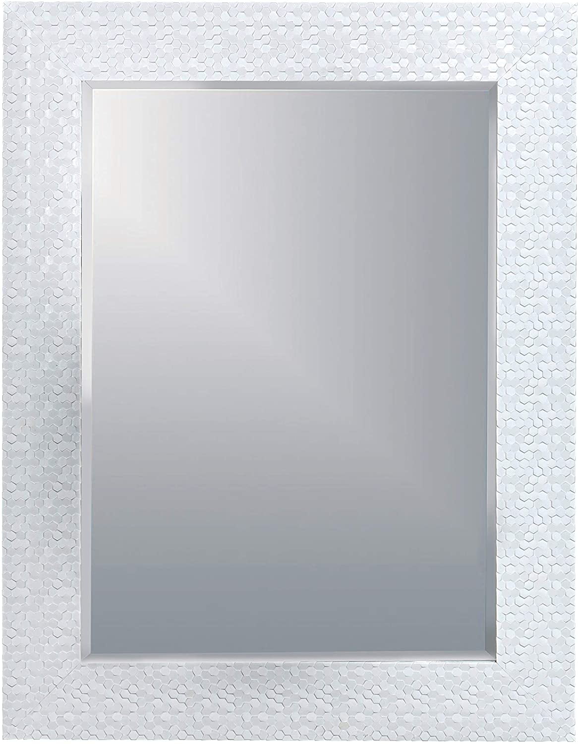 Champagne Marabell Rectangle Mosaic Framed Beveled Wall Mirror 21x27 inches