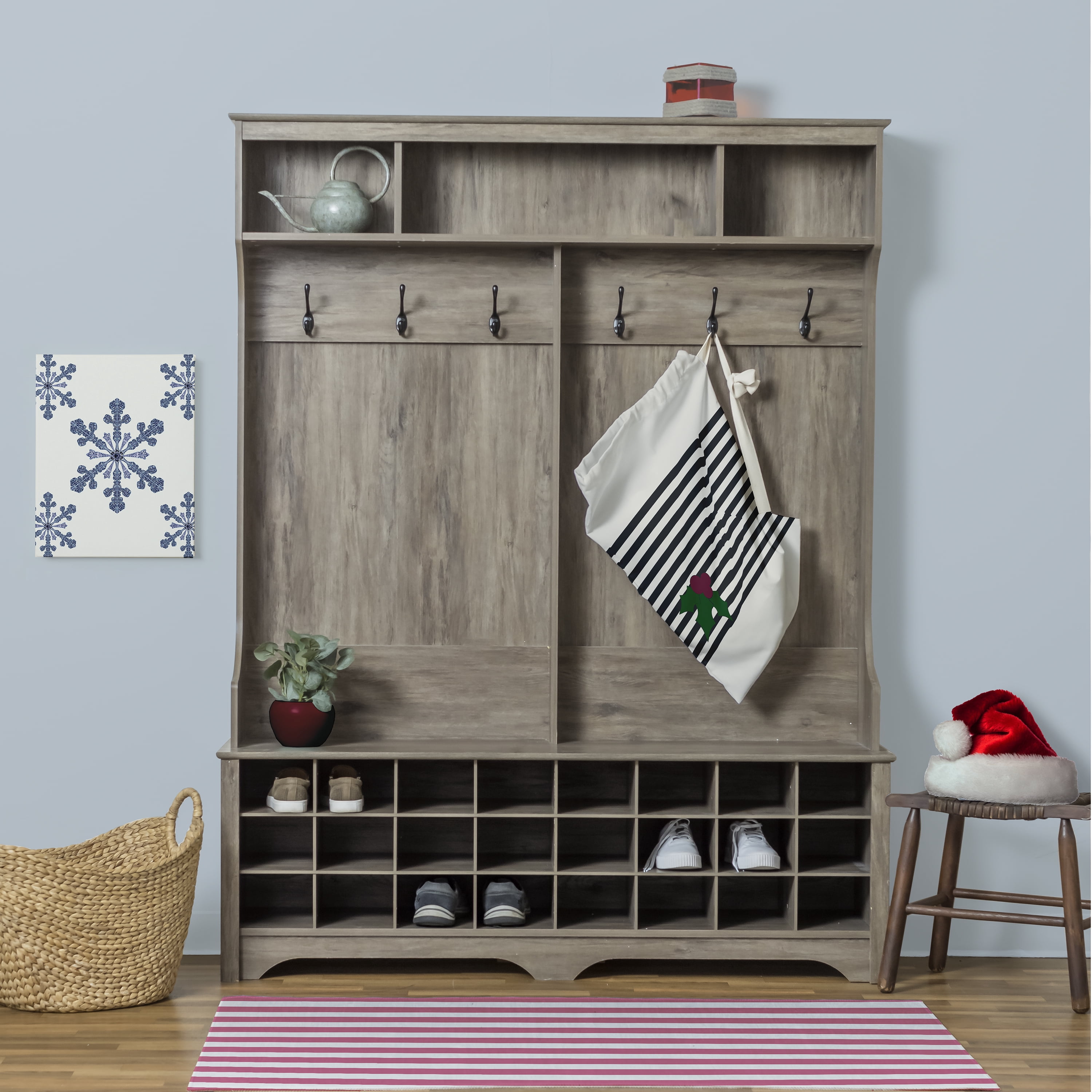 Simply Daisy Canvas Stripe 18 x 29 in Black Laundry Bag