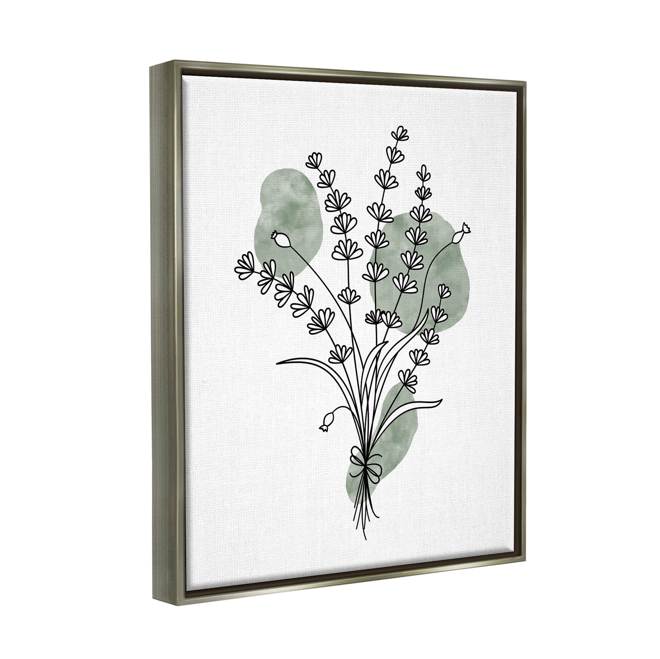 Stupell Industries Wildflower Outline Sprigs Graphic Art Luster Gray Floating Framed Canvas Print Wall Art, Design by JJ Design House LLC