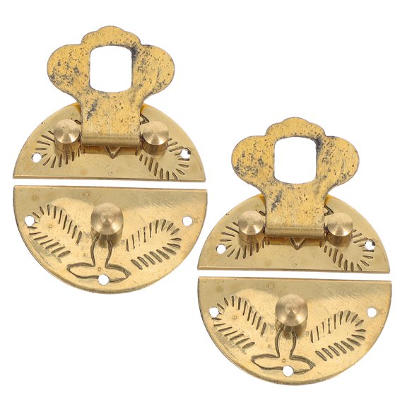 PENIKOKO Durable Brass Chest Latches - Yellow, Smooth Circular Design, Strengthens Wooden Box, 2Pcs