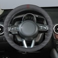thumbnail image 3 of Funda para volante de coche, de gamuza, antideslizante, suave, transpirable, de 14,5 a 15 pulgadas Marca roja, 3 of 7