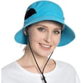 thumbnail image 5 of Muryobao Women Ponytail Sun Hat Wide Brim Summer Shade Hats Outdoor UV Protection Packable Mesh Bucket Cap for Safari Beach Travel Fishing Gardening Hiking Blue, 5 of 7
