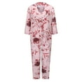 thumbnail image 5 of FUNUONY Big Sale! Women's Silk Satin Pajamas Set 3 Pcs Floral Silky Pj Sets Sleepwear Cami Nightwear with Robe and Pant Silk Pajamas Polyester Fiberfor Wearing Daily Women Pink S, 5 of 9