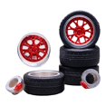thumbnail image 2 of 4 piezas 1/64 Run Flat Tires and Wheel Rim Llantas hexagonales Reemplazo profesional de alto rendimiento para modificación Modelo ículos rojo Yotijar Run Flat Neumáticos Rueda Llanta, 2 of 7