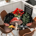 thumbnail image 2 of Mushrooms Black Round Tablecloth 55-60 Inch Round Fitted Table Cloth with Elastic Edge, Butterfly Botanical Country Plants Waterproof Table Cover Protector for Outdoor Picnic Party Dining, 2 of 6