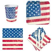 Tried and True Patriotic 8-Setting Tableware Party Pack, Red White Blue