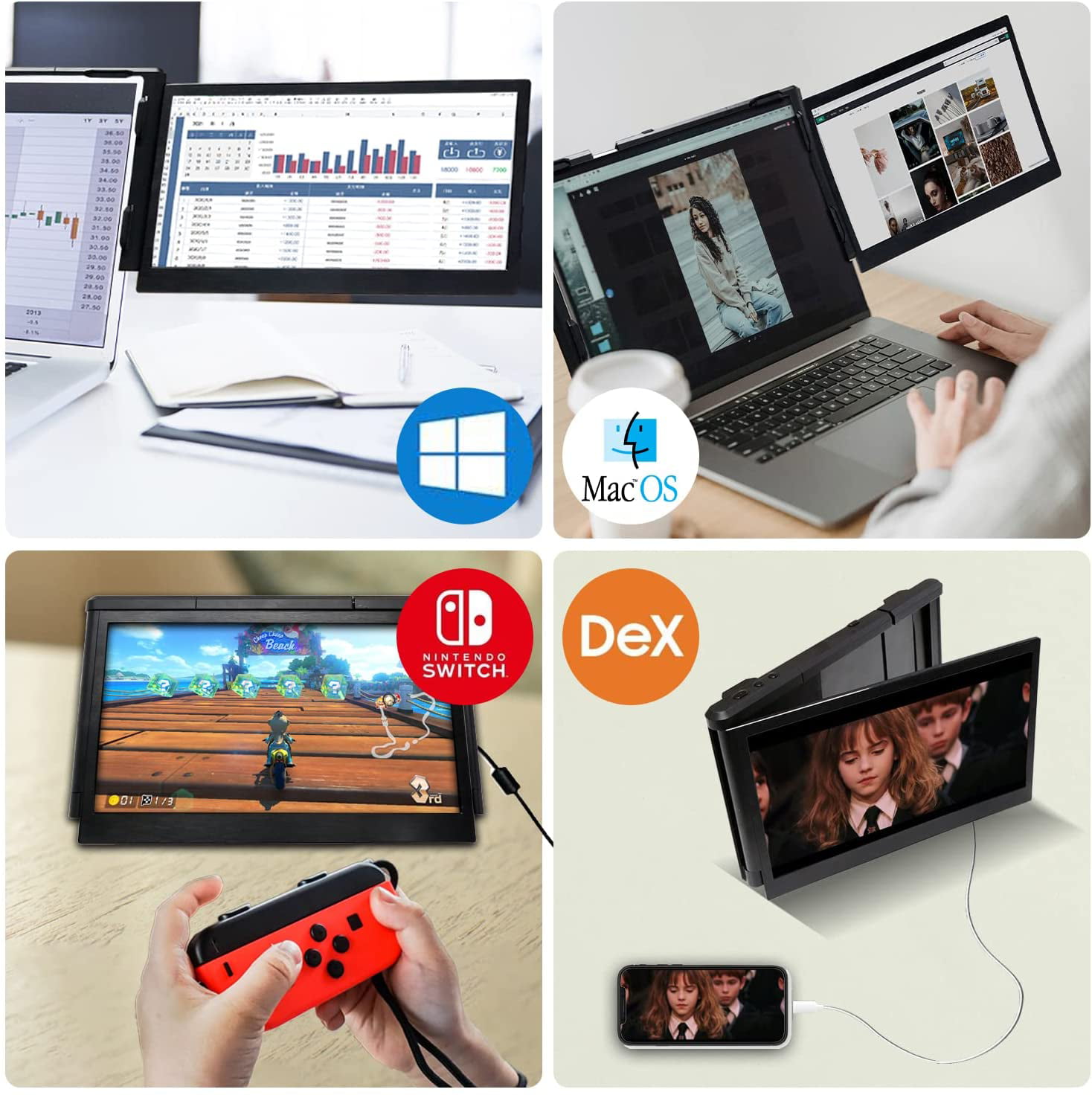 Teamgee Portable Monitor for Laptop, 12” Full HD IPS Display, Dual Triple  Monitor Screen Extender, HDMI/USB-A/Type-C Plug and Play for Windows,  Chrome