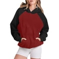 thumbnail image 1 of Timegard Sweatshirts for Women Long Sleeve Hoodies Pullover Fall Color Block Loose Tops with Pockets, 1 of 4