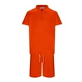 thumbnail image 5 of Tiweut Mens Casual Outfit Sets Male Two Piece Loose Fit Clothing Zipper Lapel Short Sleeve Blouse Drawstring Pocket Shorts Man's Clothes Suit,Z2 Orange,XL, 5 of 5