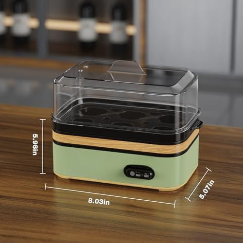Rapid Egg Cooker Electric 6 Eggs Capacity, Soft, Medium, Hard Boiled, Poacher, Omelet Maker Egg Poacher With Auto Shut-Off, BPA Free (Green)