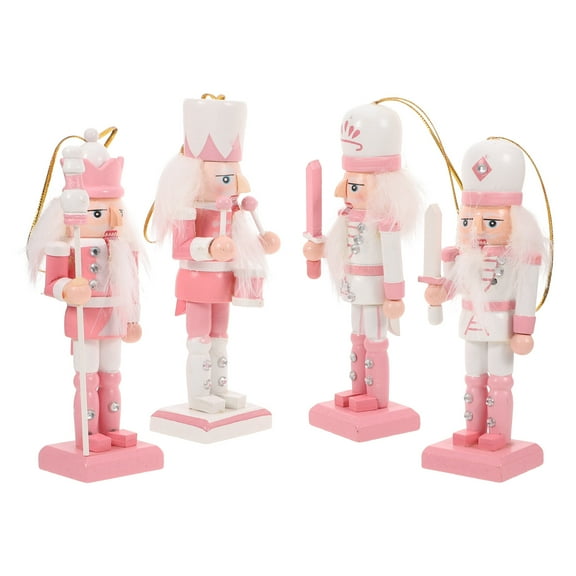 PTOOTP 4Pcs Wooden Nutcracker Christmas Decorations Hanging Ornaments for Holiday Family Gatherings