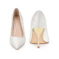thumbnail image 2 of BLISSFUL STEP Pointy Toe Stiletto Heel Wedding Sparkly Heels Pumps for Women White 8, 2 of 7