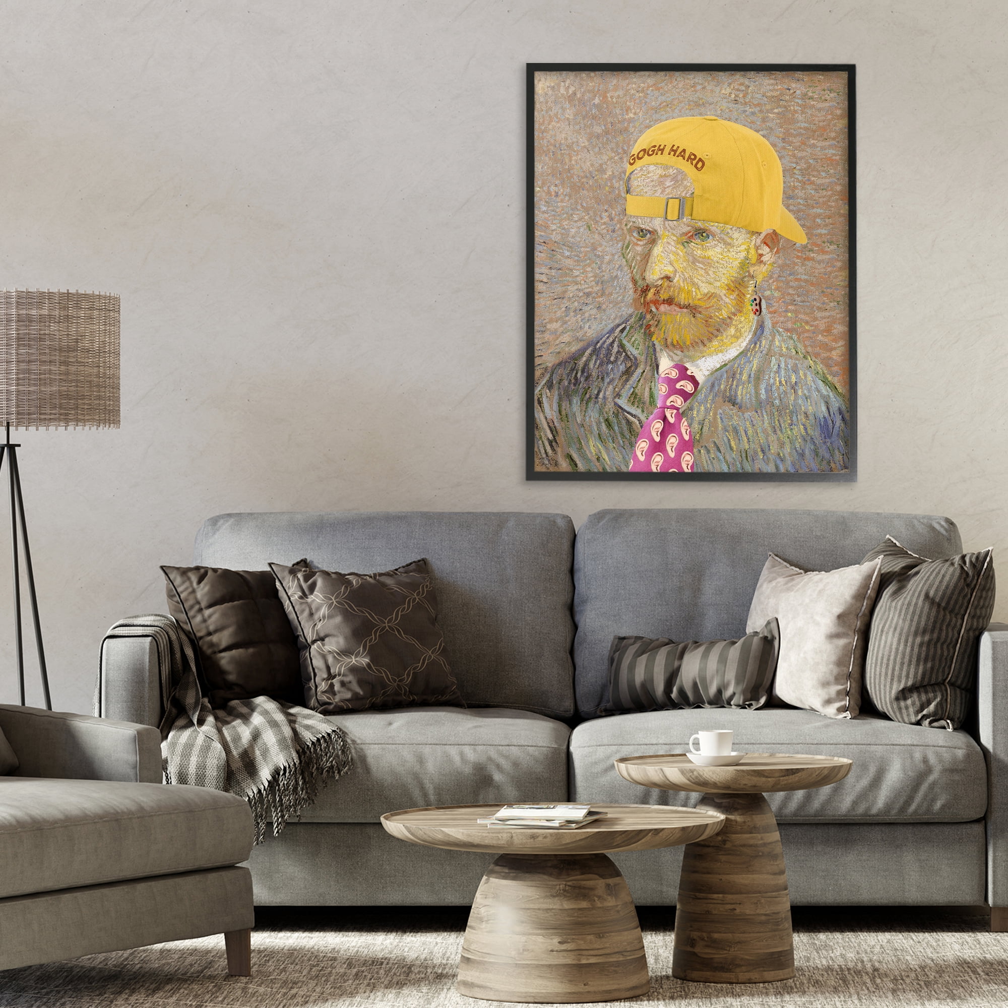 Van Gogh in Yellow hat Black Framed Giclee Art, design by Masters Redux