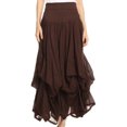 thumbnail image 1 of Sakkas Lucia Womens Bohemian Gypsy Convertible Fold Over Waist Skirt Flare Long - Brown - XL, 1 of 5
