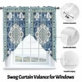 thumbnail image 2 of Swag Curtains Valances for Windows, Blue Boho Texture Short Kitchen Window Curtains Over Sink, Abstract Retro Tribal Pattern Cafe Curtains Panel Set Of 2,Rod Pocket, 36 Inches Length, 2 of 8