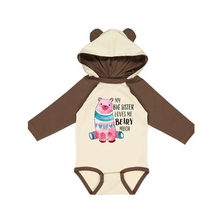 

Inktastic My Big Sister Loves Me Beary Much with Cute Bear Gift Baby Boy or Baby Girl Long Sleeve Bodysuit