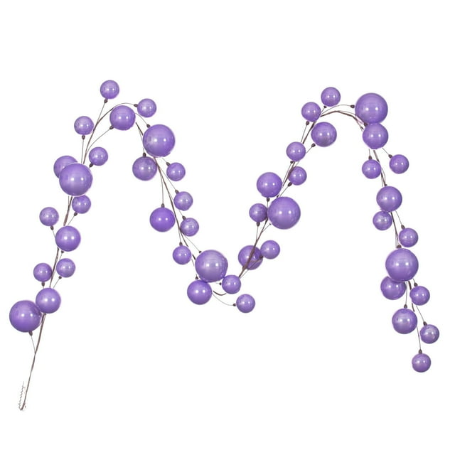 Guirnalda Vickerman de Alambre con Ramas de Perlas Lavanda, 3 m