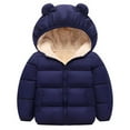 thumbnail image 3 of Windbreaker Toddler Girl Winter Children's Lamb Velvet Cotton-Padded Ears Padded Baby Cotton-Padded Jacket New Fall Jackets Winter Outerwear Dark Blue 12-18 Months, 3 of 3