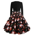 thumbnail image 4 of IROINNID Christmas Party Dresses for Women V-Neck Long Sleeve Cocktail Dress Funny Christmas Print Formal A-Line Dress,Black, 4 of 5