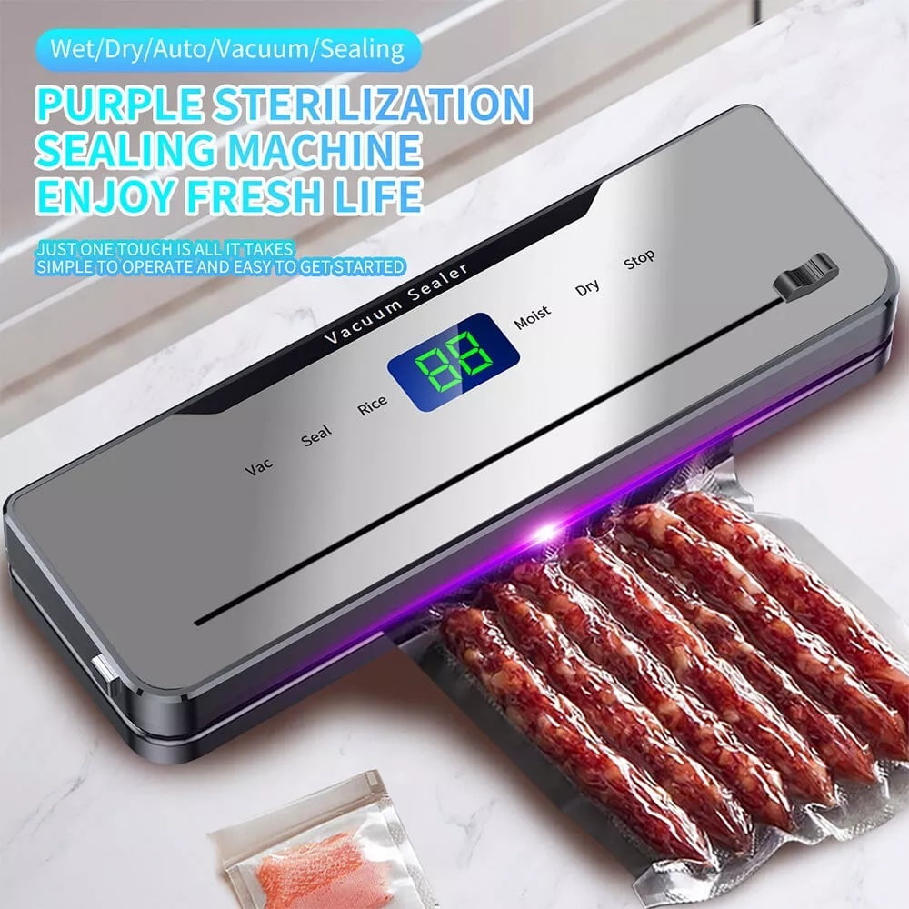 Powerful Commercial Vacuum Sealer Machine, 5 Modes, 65Kpa Suction, for Meat, Seafood, & Grains, Includes 30 Free Bags