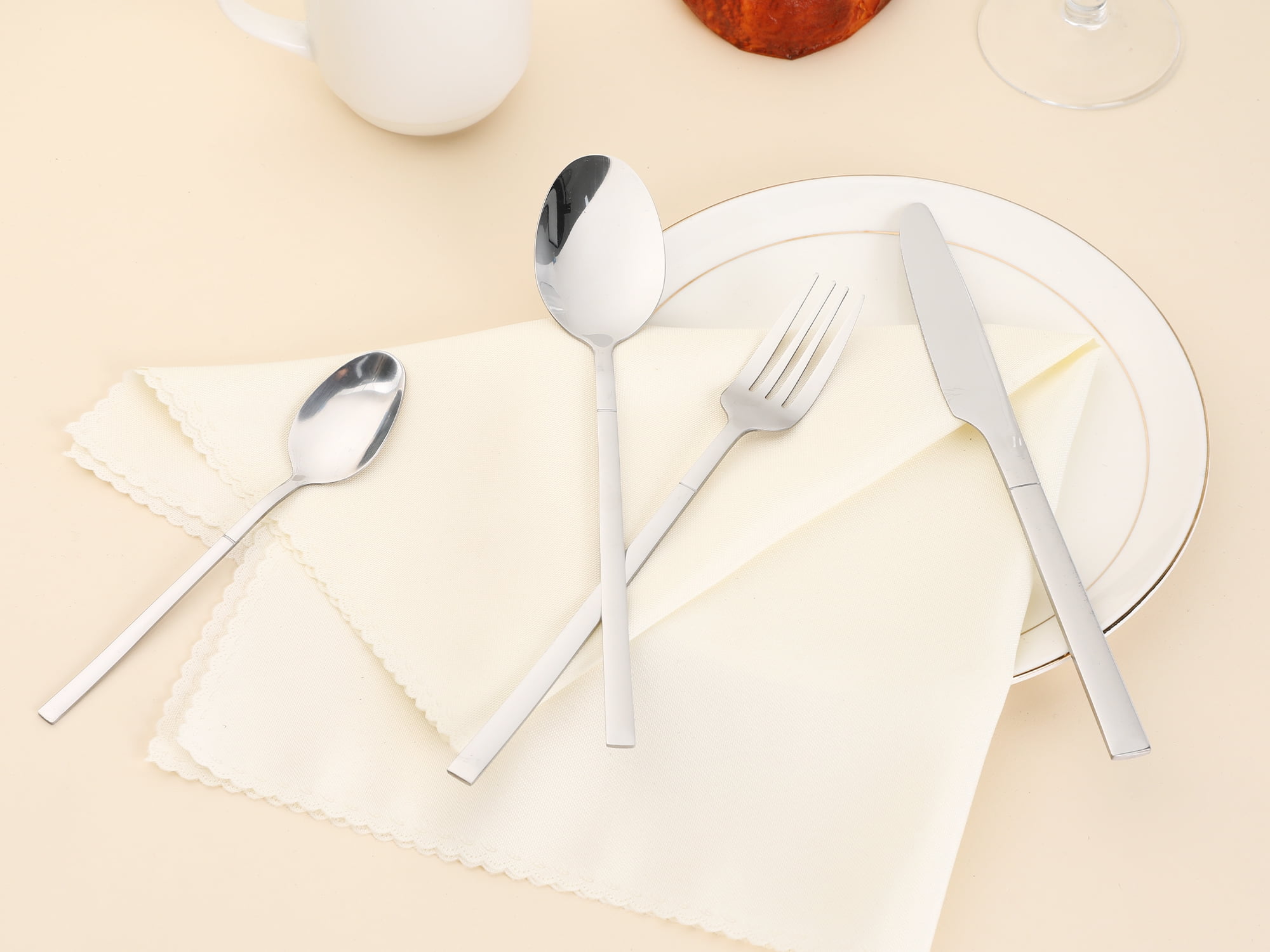 Unique Bargains 24 Piece Silverware Set Stainless Steel Flatware Set for 6 Silver