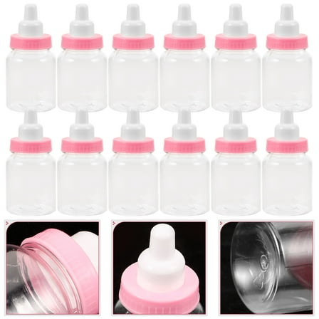 Baby Gift Box,12Pcs Feeder Style Mini Candy Bottle Gift Box Baby Shower Favors (Pink)