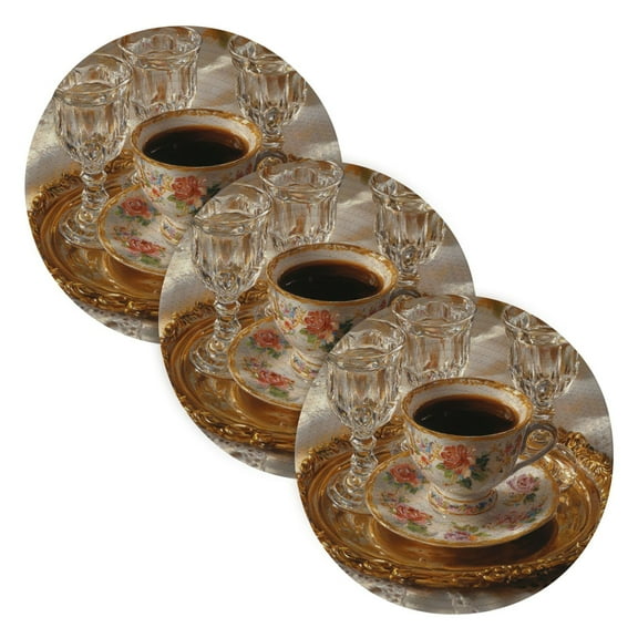 BZSMCE Mats for Pots,Pans Place Black Coffe Painting Simple Style Pattern Pot Mats