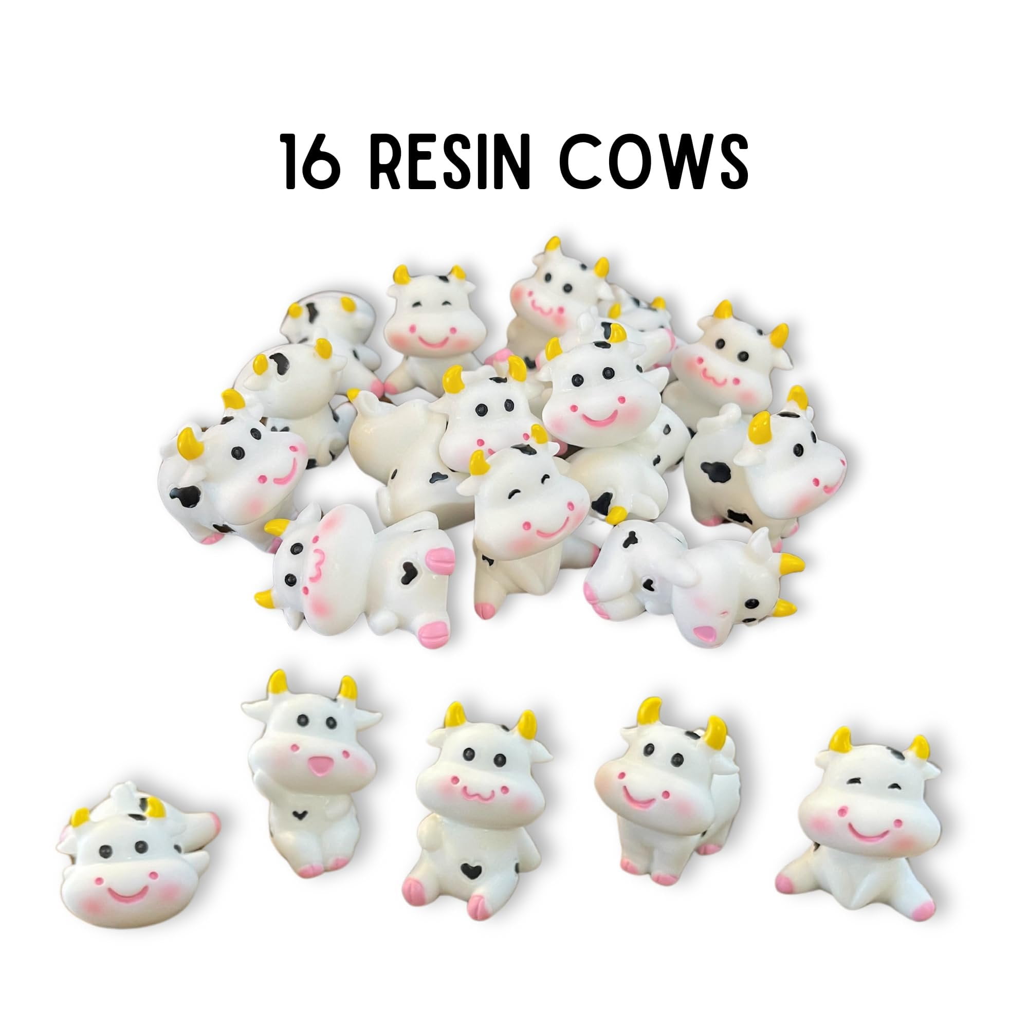 Lashicorn Moo Moo Subaru Cow Figurines Bulk 16pk, 5 Designs Youve Been Mooed Game Put Cows on SUVs Tags Cards Farm Animals Cute Mini