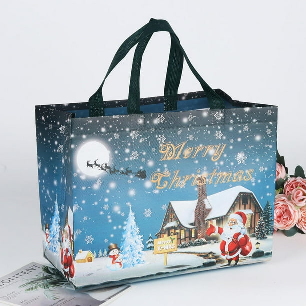 Bolsa de regalo impermeable de tela no tejida, bolsa plegable para fiesta navideña, bolsa de almacenamiento de ropa, paquete con estampado navideño, bolsa de regalo