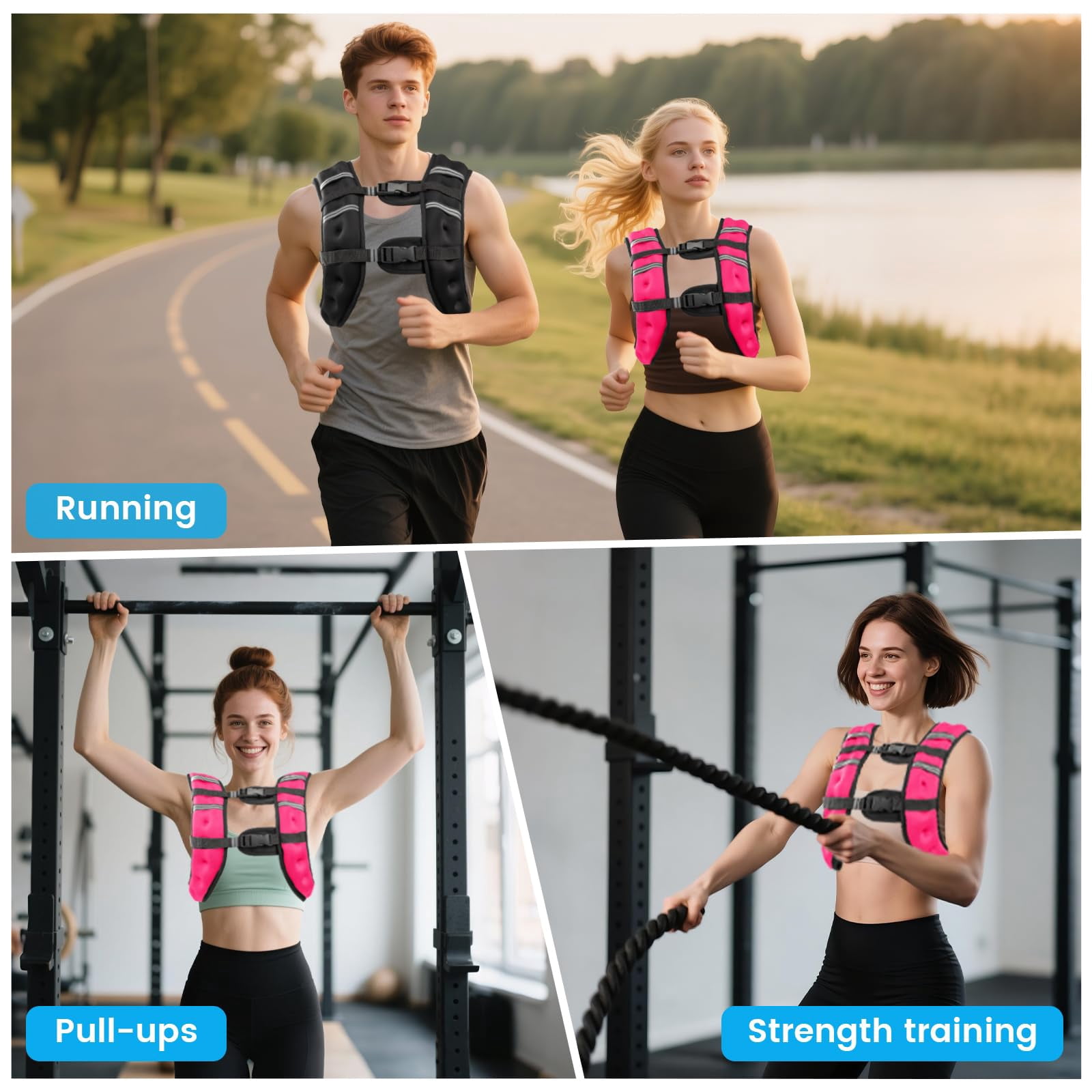Pink 12LB Weighted Vest for Men and Women Workout Fitness