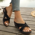 thumbnail image 2 of Women's Wedge Platform Sandals Comfortable Slip On Backless Slide Beach Sandal Open Toe Non Slip Work Shoes Black Size 8.5, 2 of 5
