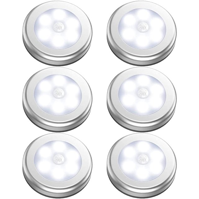 Luz con sensor de movimiento que funciona con batería para interiores, luces LED para armario, luz nocturna con batería inalámbrica, lámparas de pared para despensa, escaleras, pasillo oso de fresa Electrónica