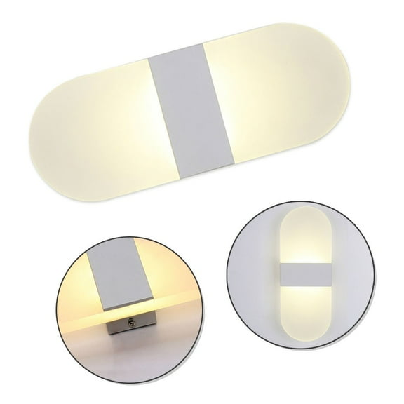 LNGOOR 6W Modern Wall Sconce Up Down Lamp Acrylic LEDs Wall Mounted Lights Warm Light 8.7*4.3 Inch Rounded White