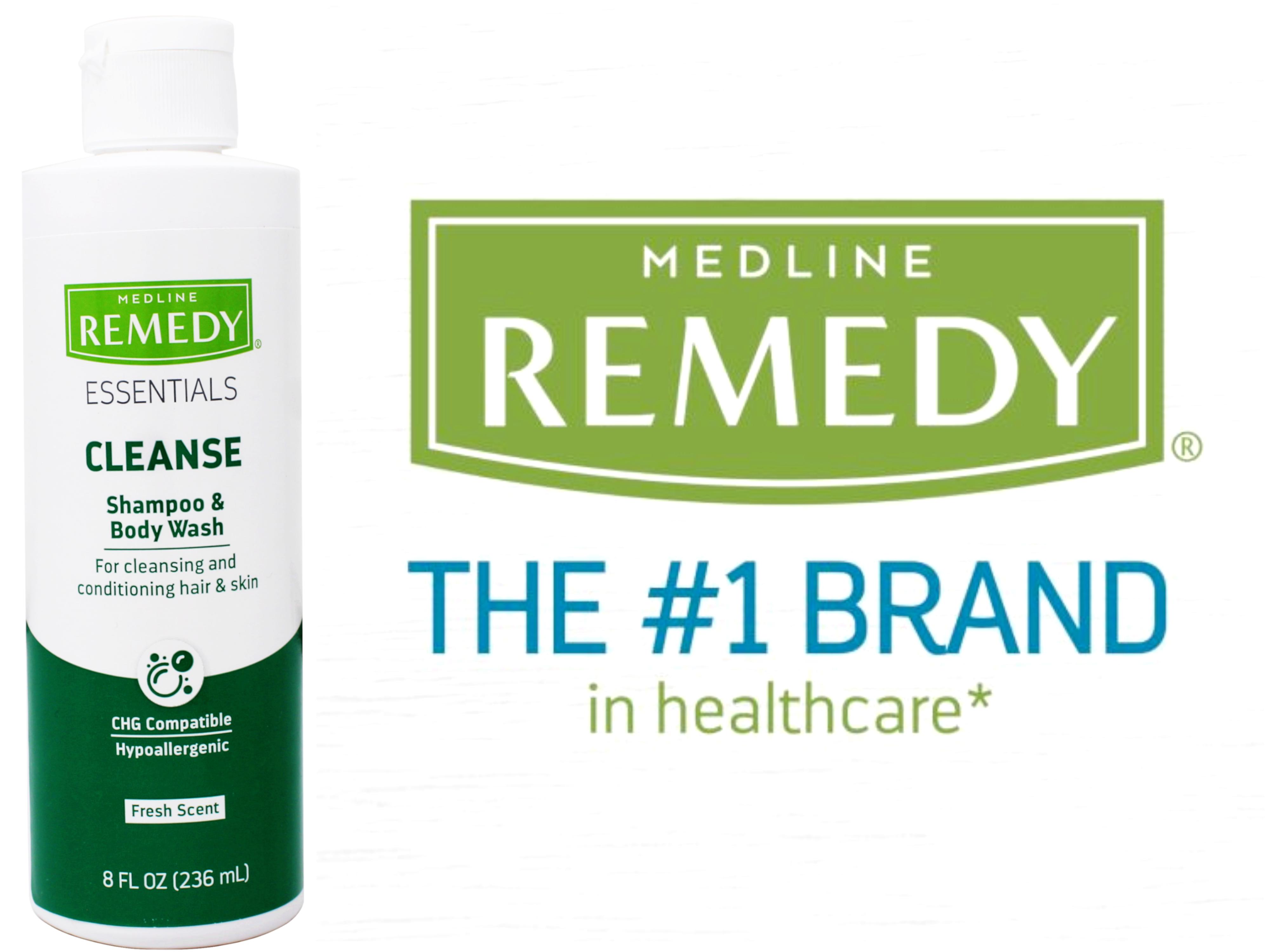 6 Pack - Medline Remedy Essentials Shampoo & Body Wash for Cleansing and Conditioning Hair & Skin, Fresh Scent, 8 FL OZ