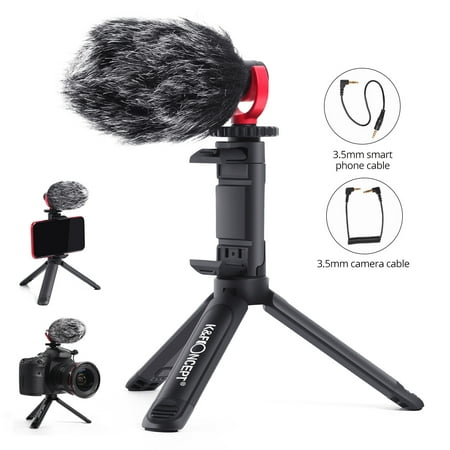 K&F Concept 3.5mm Condenser Cardioid Camera Mic with Windscreen Muff - Camera Video Microphone Kit for Mobile Phone DSLR Camera DV Camcorder