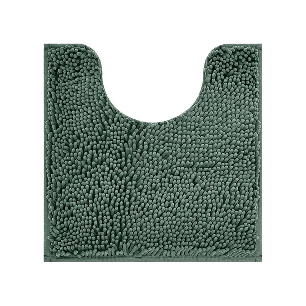 Xiao Hua Alfombra de baño en forma de U, 20 × 20 pulgadas, lavable, suave, con material de poliéster y PVC duradero, alfombra de baño contorneada para pisos de baño, verde oscuro, 1 pieza.