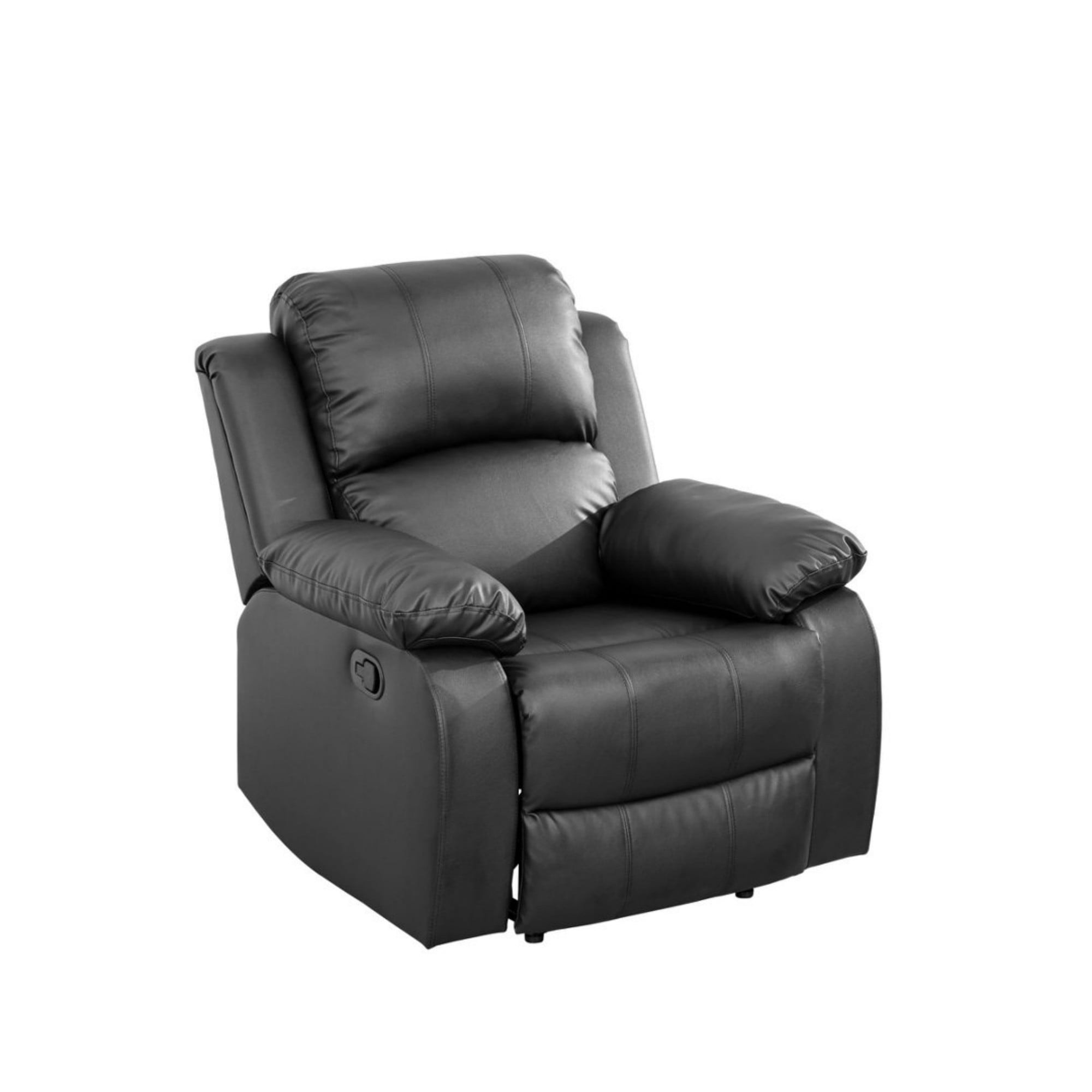 BSHTI PU Manual Recliner Chair – Single Sofa Recliner with Adjustable Backrest, High-Density Foam, Hardwood Frame, Comfort Lazy Chair for Living Room, Bedroom, Black