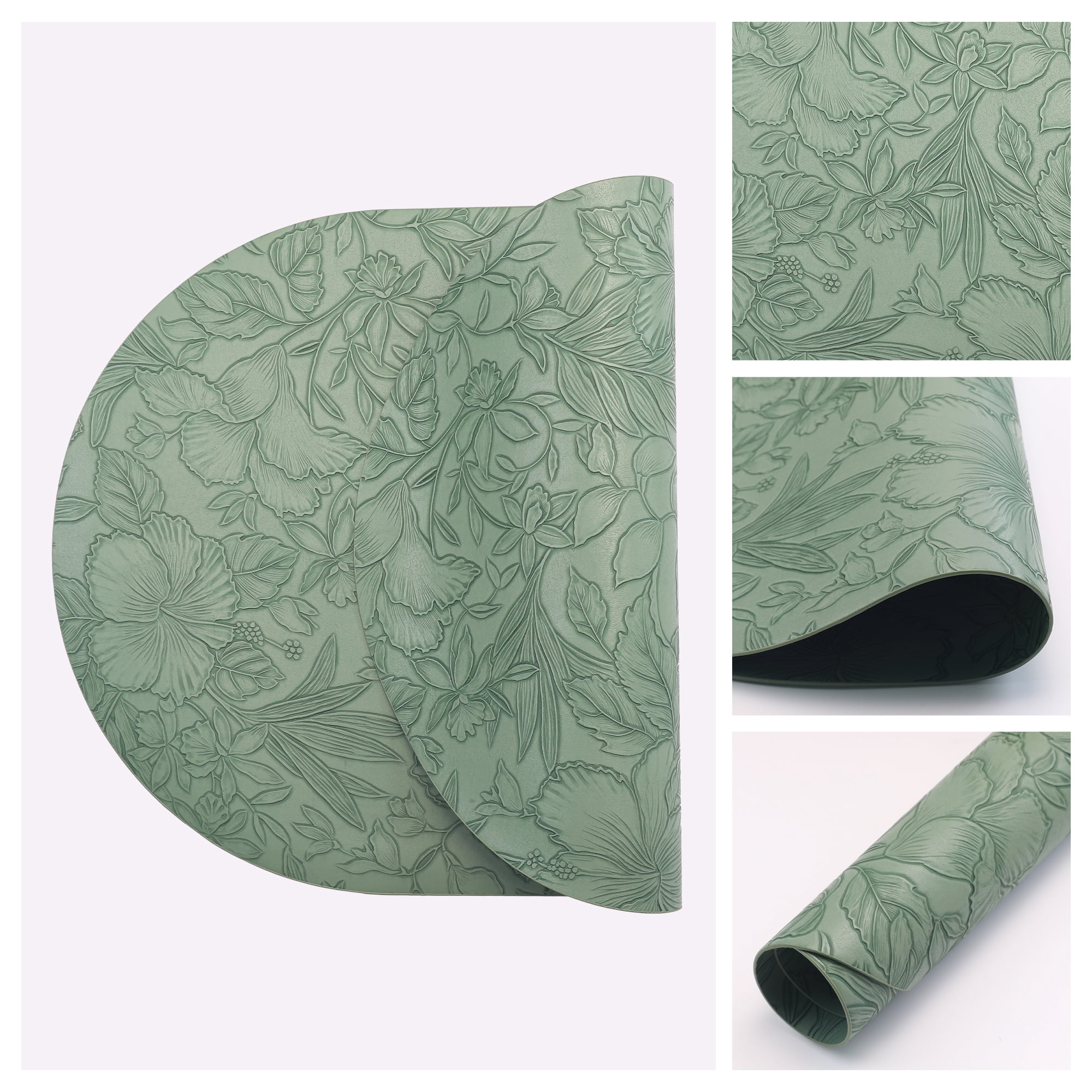 Placemats Set of 6 Leather Placemats for Kitchen Dining Table Decor Waterproof Heat Resistant Table Placemats Green 17.7*11.8inch