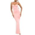 thumbnail image 2 of Women'S Evening Backless Straps Strap Stereoscopic Flower Halter Long Dresses Pink XS, 2 of 9