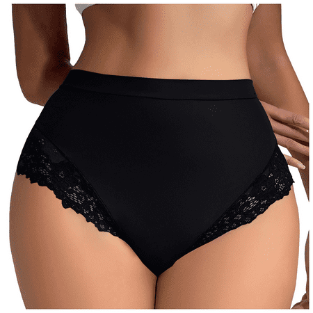 Fulorrnie Underwear for Women Comfort Cheeky High Waisted Seamless Panty Banded Waist Waistband Stretchable Panties  Black  M