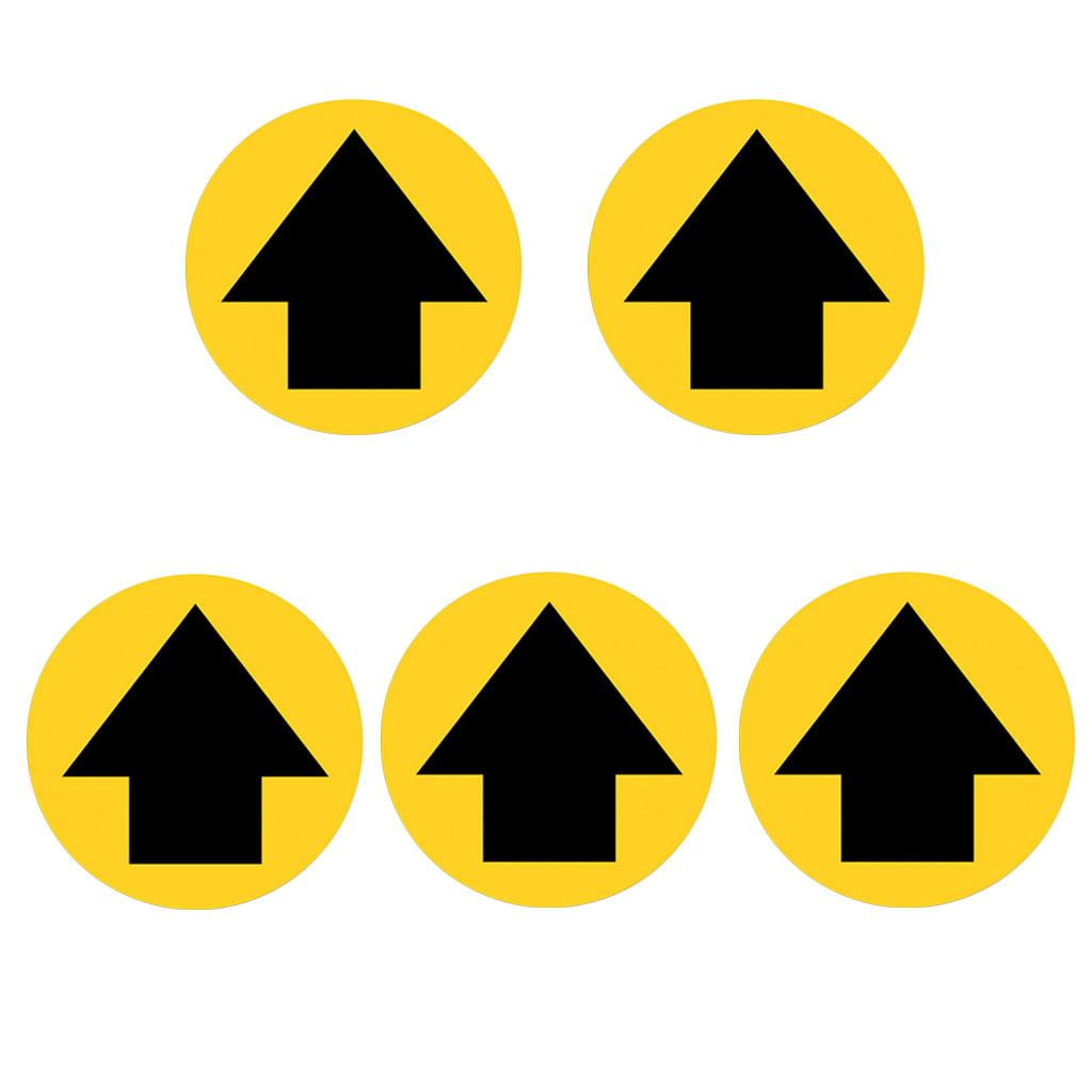 5Pcs Yellow Please Keep Your Distance Social Distancing Floor Graphics Stickers 