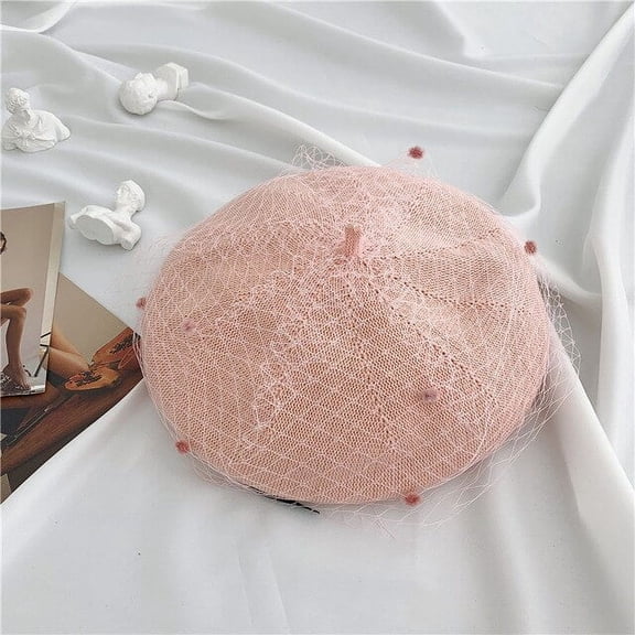 CoCopeanut Summer Hats Women Beret Vintage Mesh Yarn Berets Fashion Female Breathable Beret Hat Solid Color Cap Party Hat