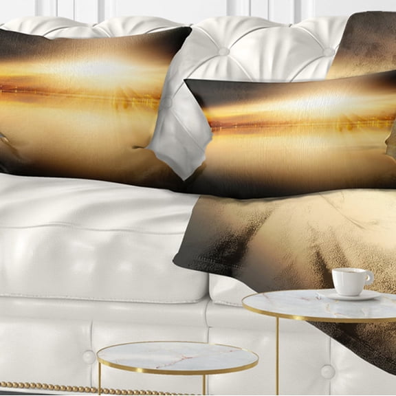 Designart Sunset with Views on the Lake - Landscape Printed Throw Pillow - 12x20