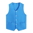 thumbnail image 4 of Xnihocha Kids Volunteer Activities Vest Solid Color Button Down Waistcoat Boys Girls Waiter Bartender Sky Blue M/11, 4 of 5